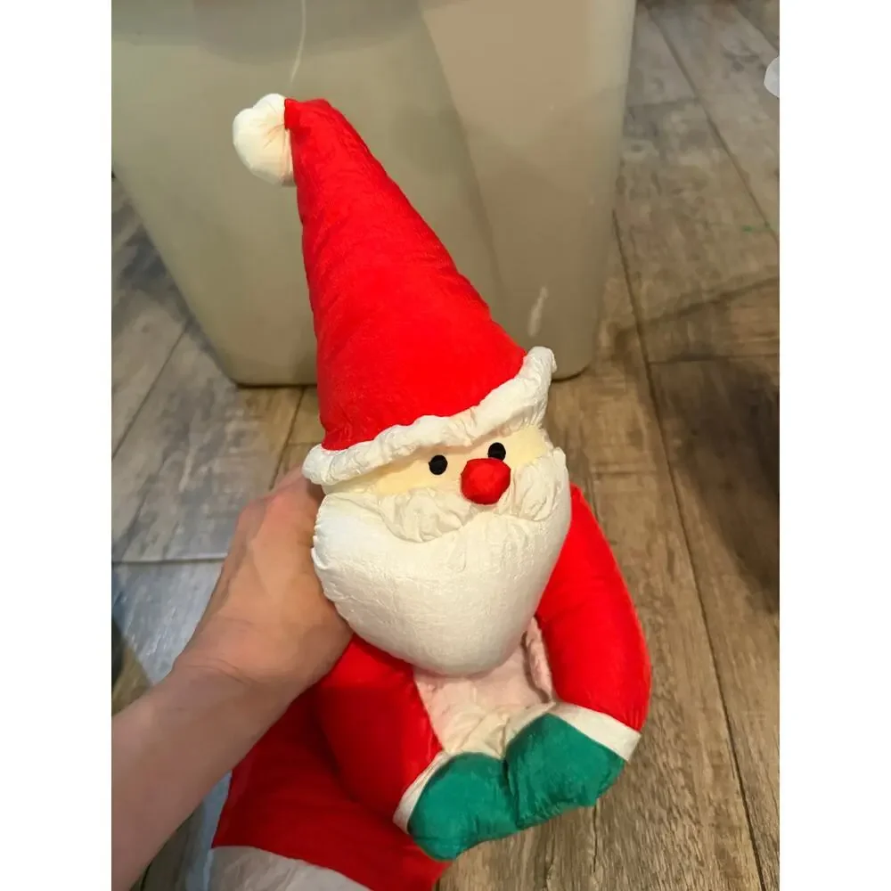 Vintage Dept 56 Nylon 3D Puffy Santa Claus Stocking Red